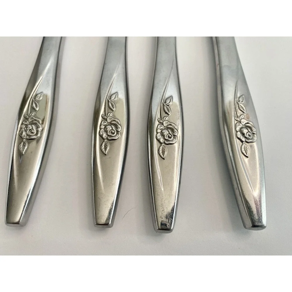 Oneida Lasting Rose Stainless 4 Dinner Knives Knife Oneidacraft Deluxe Flatware